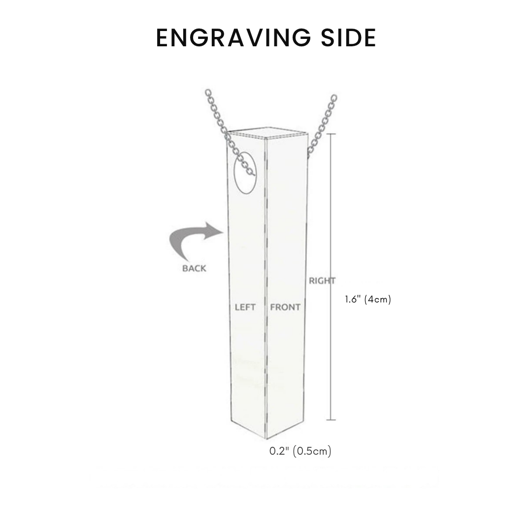 Vertical 3D Bar Necklace with Engraving - Bond Etched