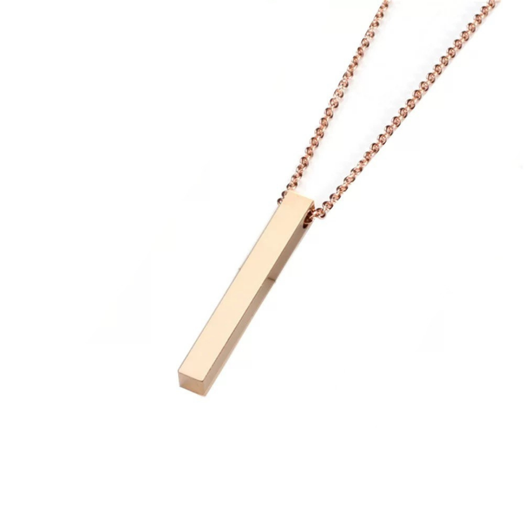 Vertical 3D Bar Necklace with Engraving - Bond Etched