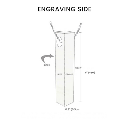 Vertical 3D Bar Necklace with Engraving - Bond Etched