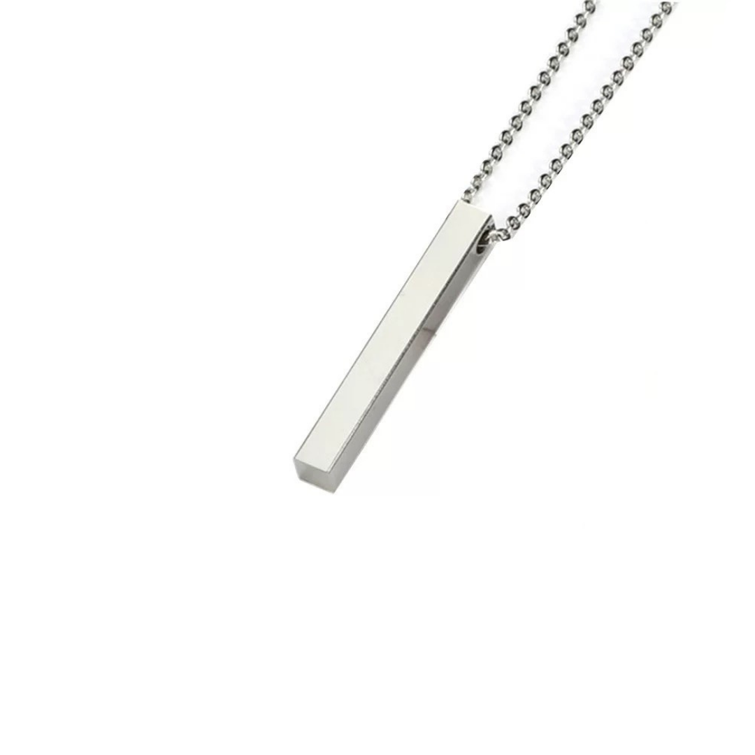 Vertical 3D Bar Necklace with Engraving - Bond Etched