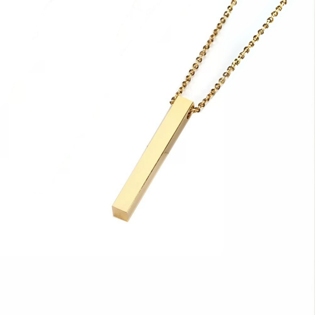Vertical 3D Bar Necklace with Engraving - Bond Etched